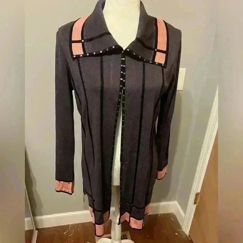 Ming Wang Long Sleeve Tunic Cardigan w/ jewels Size Small